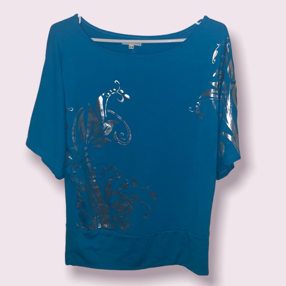 Blue & silver top